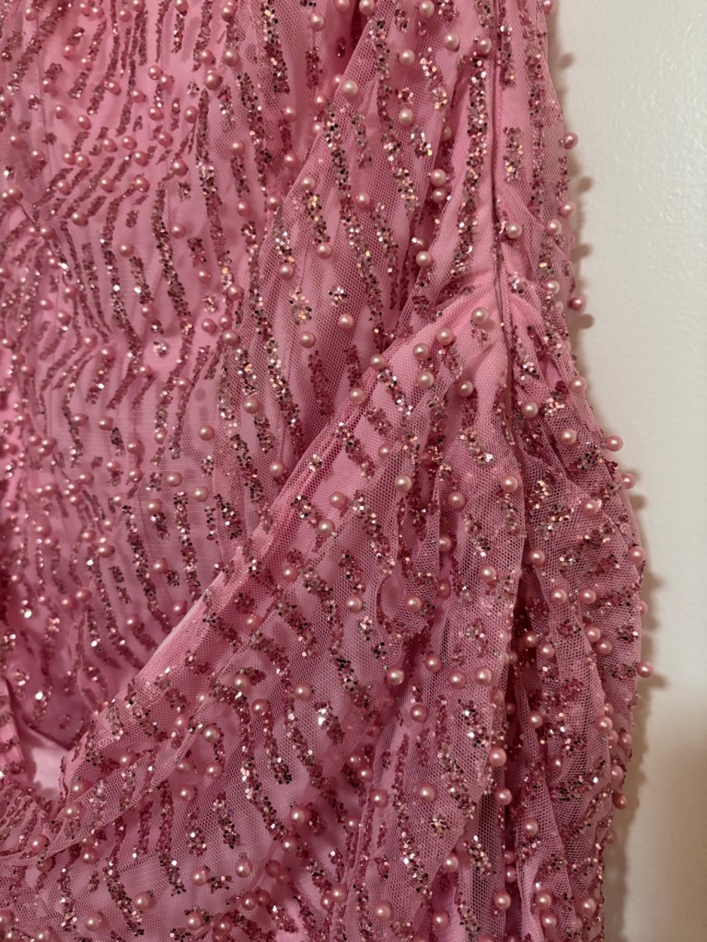 OHPOLLY Embellished Pink Draped Mini Dress - Picture 5 of 6
